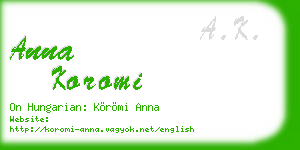 anna koromi business card