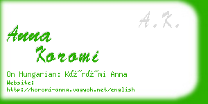 anna koromi business card